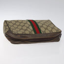 GUCCI GG Supreme Web Sherry Line Clutch Bag PVC Beige Gold 010 378 Auth 119887-5
