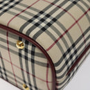 BURBERRY Nova Check Hand Bag Canvas Beige Gold Auth 119890-14