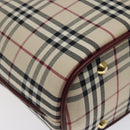 BURBERRY Nova Check Hand Bag Canvas Beige Gold Auth 119890-15