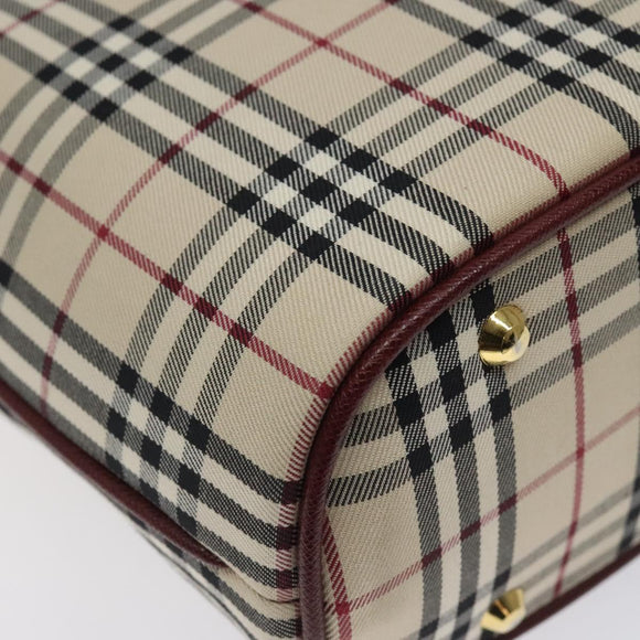BURBERRY Nova Check Hand Bag Canvas Beige Gold Auth 119890