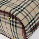 BURBERRY Nova Check Hand Bag Canvas Beige Gold Auth 119890-16
