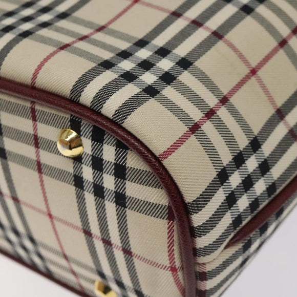 BURBERRY Nova Check Hand Bag Canvas Beige Gold Auth 119890
