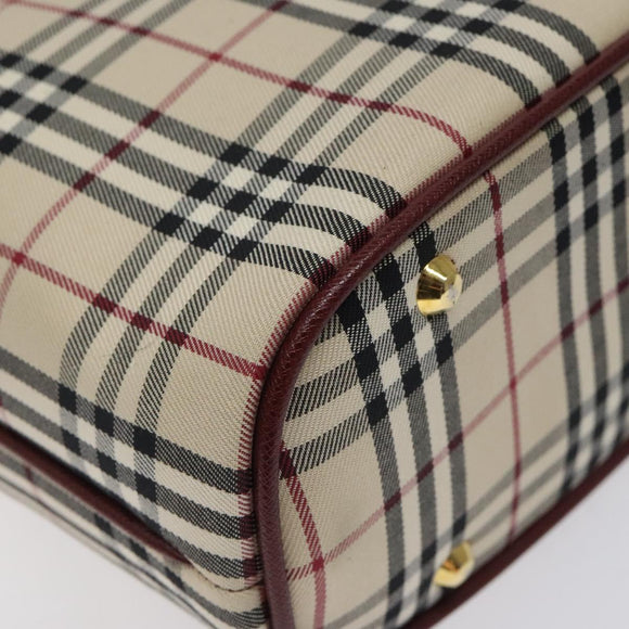 BURBERRY Nova Check Hand Bag Canvas Beige Gold Auth 119890