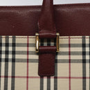 BURBERRY Nova Check Hand Bag Canvas Beige Gold Auth 119890-10