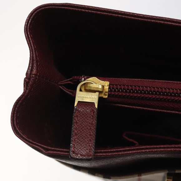 BURBERRY Nova Check Hand Bag Canvas Beige Gold Auth 119890