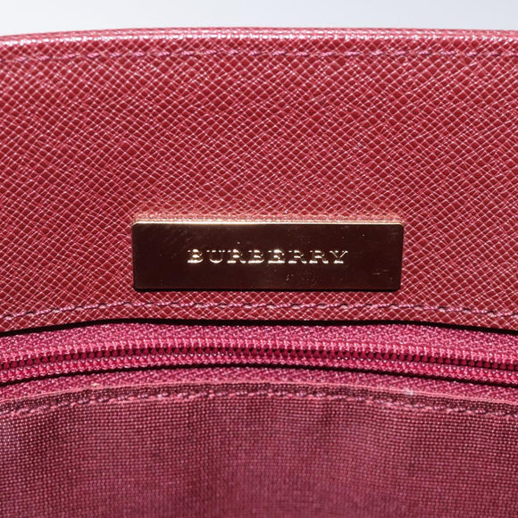 BURBERRY Nova Check Hand Bag Canvas Beige Gold Auth 119890