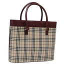 BURBERRY Nova Check Hand Bag Canvas Beige Gold Auth 119890-1