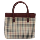 BURBERRY Nova Check Hand Bag Canvas Beige Gold Auth 119890-13