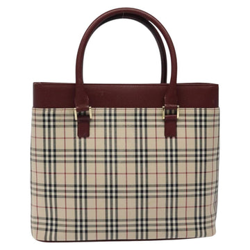 BURBERRY Nova Check Hand Bag Canvas Beige Gold Auth 119890 - 0