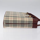 BURBERRY Nova Check Hand Bag Canvas Beige Gold Auth 119890-3