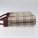 BURBERRY Nova Check Hand Bag Canvas Beige Gold Auth 119890-4