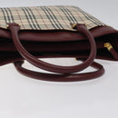 BURBERRY Nova Check Hand Bag Canvas Beige Gold Auth 119890-7