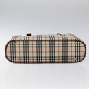 BURBERRY Nova Check Hand Bag Canvas Beige Gold Auth 119890-5