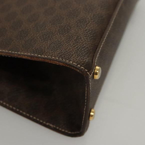CELINE Macadam Canvas Hand Bag PVC Leather Brown Gold Auth 119974