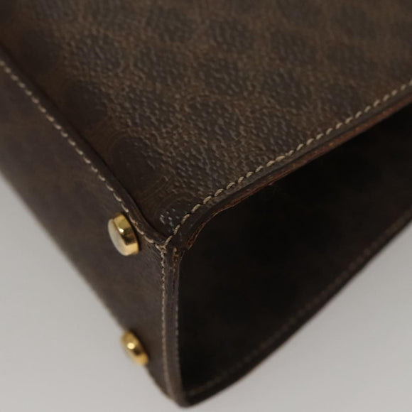 CELINE Macadam Canvas Hand Bag PVC Leather Brown Gold Auth 119974