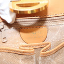 CELINE Macadam Canvas Hand Bag PVC Leather Brown Gold Auth 119974-19