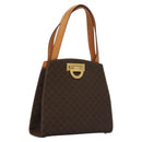 CELINE Macadam Canvas Hand Bag PVC Leather Brown Gold Auth 119974-1