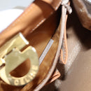 CELINE Macadam Canvas Hand Bag PVC Leather Brown Gold Auth 119974-11