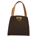 CELINE Macadam Canvas Hand Bag PVC Leather Brown Gold Auth 119974-13