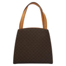 CELINE Macadam Canvas Hand Bag PVC Leather Brown Gold Auth 119974-2