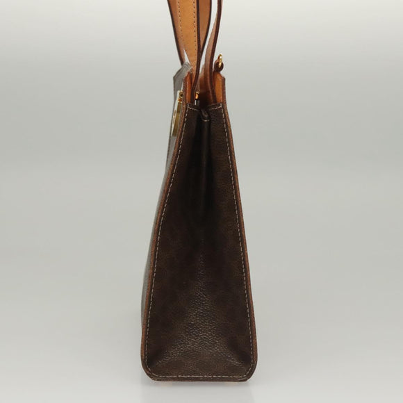 CELINE Macadam Canvas Hand Bag PVC Leather Brown Gold Auth 119974