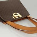 CELINE Macadam Canvas Hand Bag PVC Leather Brown Gold Auth 119974-6