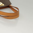 CELINE Macadam Canvas Hand Bag PVC Leather Brown Gold Auth 119974-7