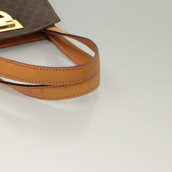 CELINE Macadam Canvas Hand Bag PVC Leather Brown Gold Auth 119974