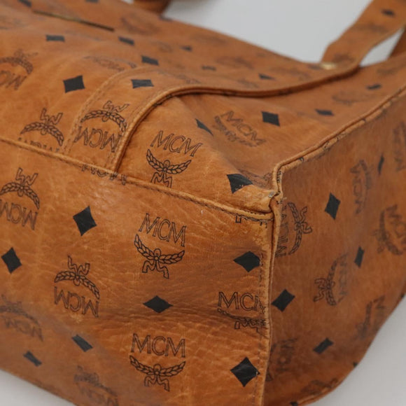 MCM Logogram Vicetos Tote Bag PVC Leather Brown Gold Auth 119981