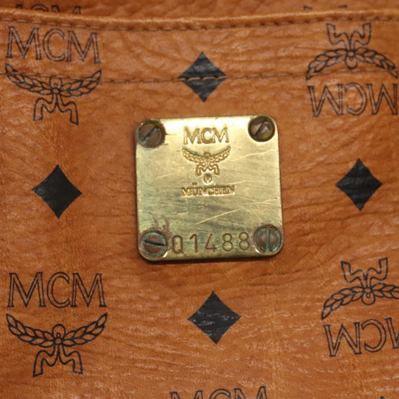 MCM Logogram Vicetos Tote Bag PVC Leather Brown Gold Auth 119981