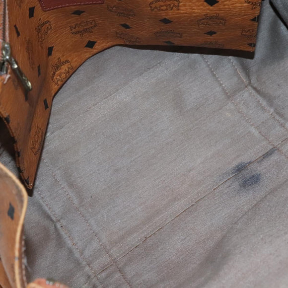 MCM Logogram Vicetos Tote Bag PVC Leather Brown Gold Auth 119981