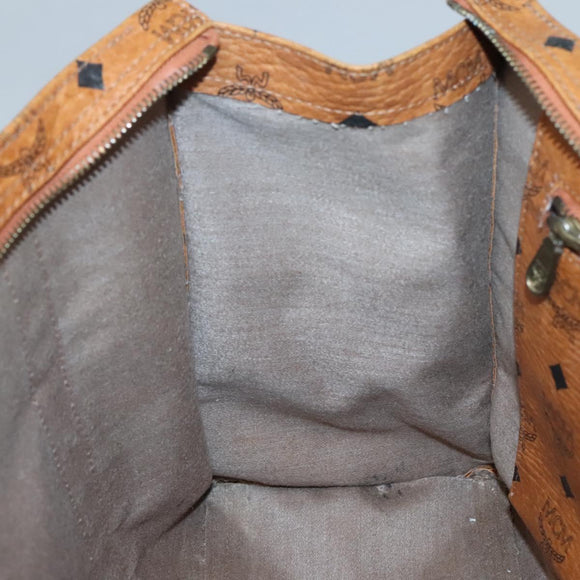 MCM Logogram Vicetos Tote Bag PVC Leather Brown Gold Auth 119981