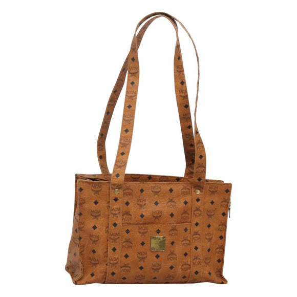 MCM Logogram Vicetos Tote Bag PVC Leather Brown Gold Auth 119981