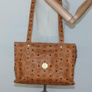 MCM Logogram Vicetos Tote Bag PVC Leather Brown Gold Auth 119981-21