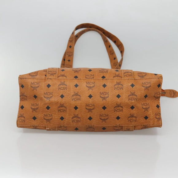 MCM Logogram Vicetos Tote Bag PVC Leather Brown Gold Auth 119981