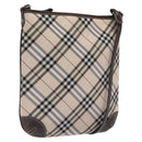 BURBERRY Nova Check Blue Label Shoulder Bag Canvas Beige Auth 119982-1