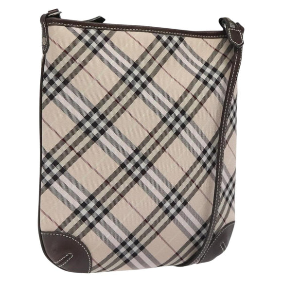 BURBERRY Nova Check Blue Label Shoulder Bag Canvas Beige Auth 119982