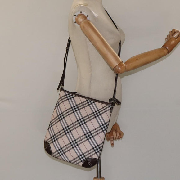 BURBERRY Nova Check Blue Label Shoulder Bag Canvas Beige Auth 119982