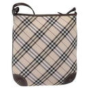 BURBERRY Nova Check Blue Label Shoulder Bag Canvas Beige Auth 119982-2