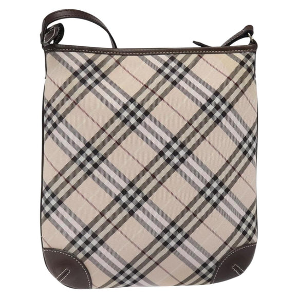 BURBERRY Nova Check Blue Label Shoulder Bag Canvas Beige Auth 119982