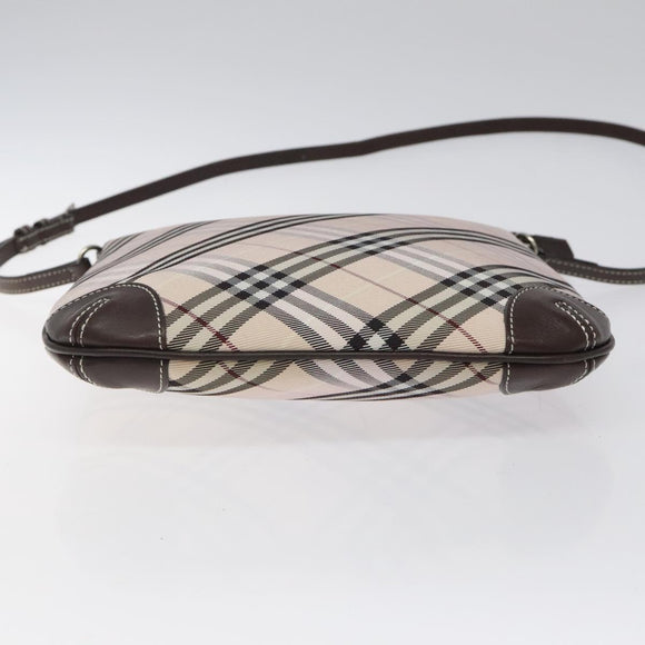 BURBERRY Nova Check Blue Label Shoulder Bag Canvas Beige Auth 119982