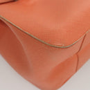 Salvatore Ferragamo Gancini Hand Bag Leather Orange Silver Auth 119985-15