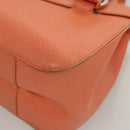 Salvatore Ferragamo Gancini Hand Bag Leather Orange Silver Auth 119985-16