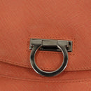 Salvatore Ferragamo Gancini Hand Bag Leather Orange Silver Auth 119985-17