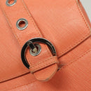 Salvatore Ferragamo Gancini Hand Bag Leather Orange Silver Auth 119985-10