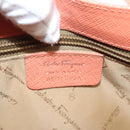Salvatore Ferragamo Gancini Hand Bag Leather Orange Silver Auth 119985-12