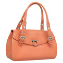 Salvatore Ferragamo Gancini Hand Bag Leather Orange Silver Auth 119985-1