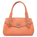 Salvatore Ferragamo Gancini Hand Bag Leather Orange Silver Auth 119985-13