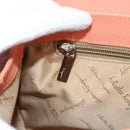 Salvatore Ferragamo Gancini Hand Bag Leather Orange Silver Auth 119985-20
