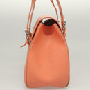 Salvatore Ferragamo Gancini Hand Bag Leather Orange Silver Auth 119985-3